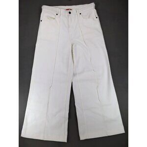 Johnny Was Braided Wide Leg Jeans Womens Size 28x27 White Rope‎ Waist Stretch
